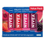 Nivea Lip Care Fruit Variety Pack - Tinted Lip Balm For Beautiful, Soft Lips - Pack Of 4, Multicolor