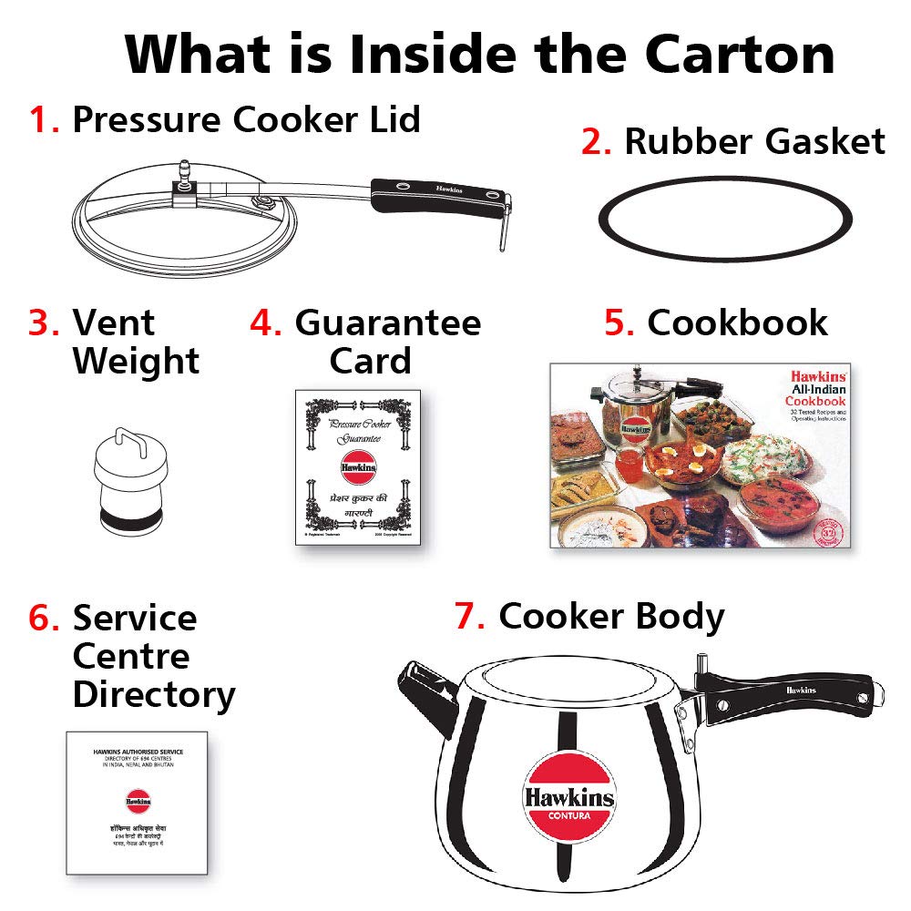 Hawkins 6.5 Litre Contura Pressure Cooker, Handi Inner Lid Cooker, Silver (HC65) Aluminium