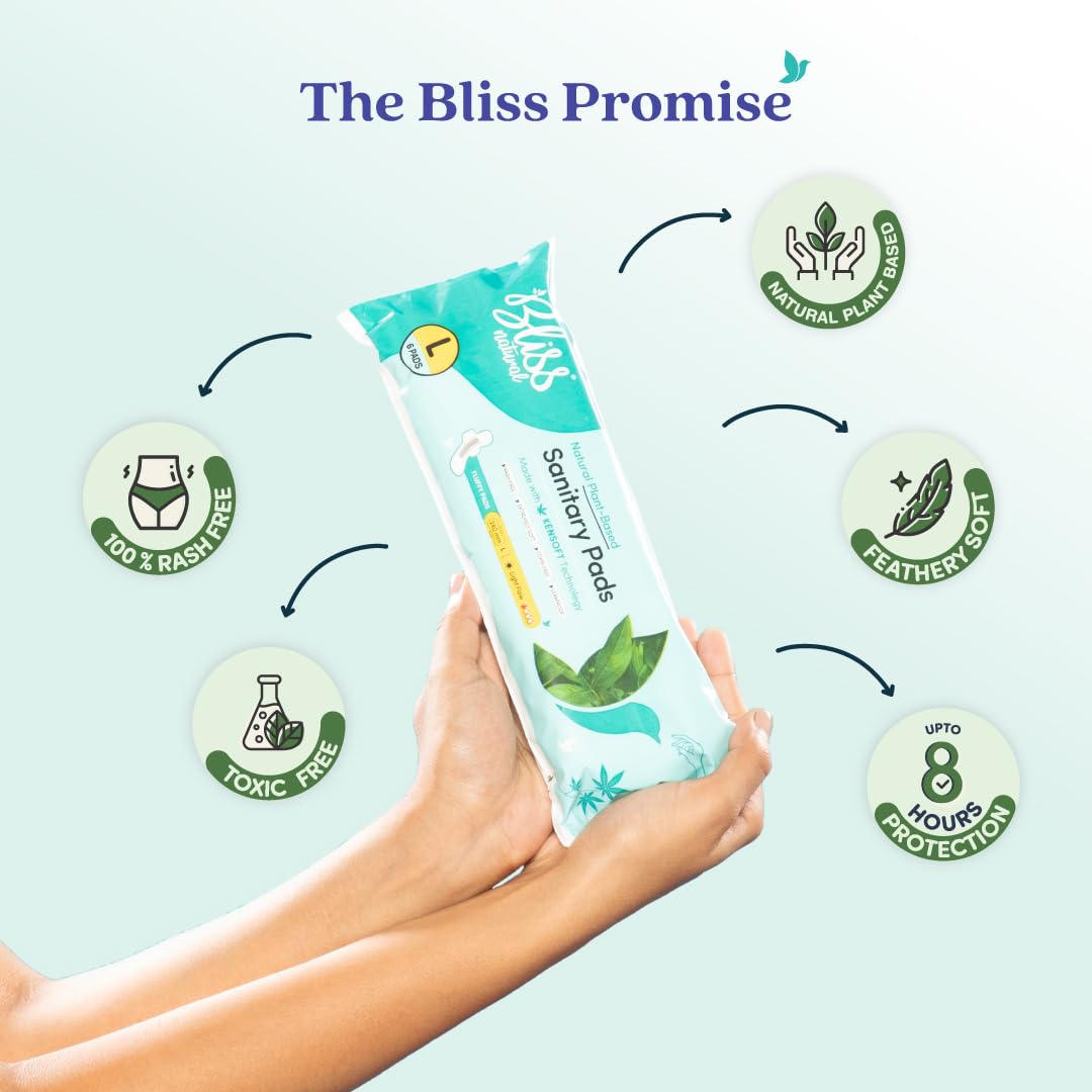 BLISSNATURAL Ultra Soft Sanitary Pads L | 24 Pads (4 Pack of 6) |