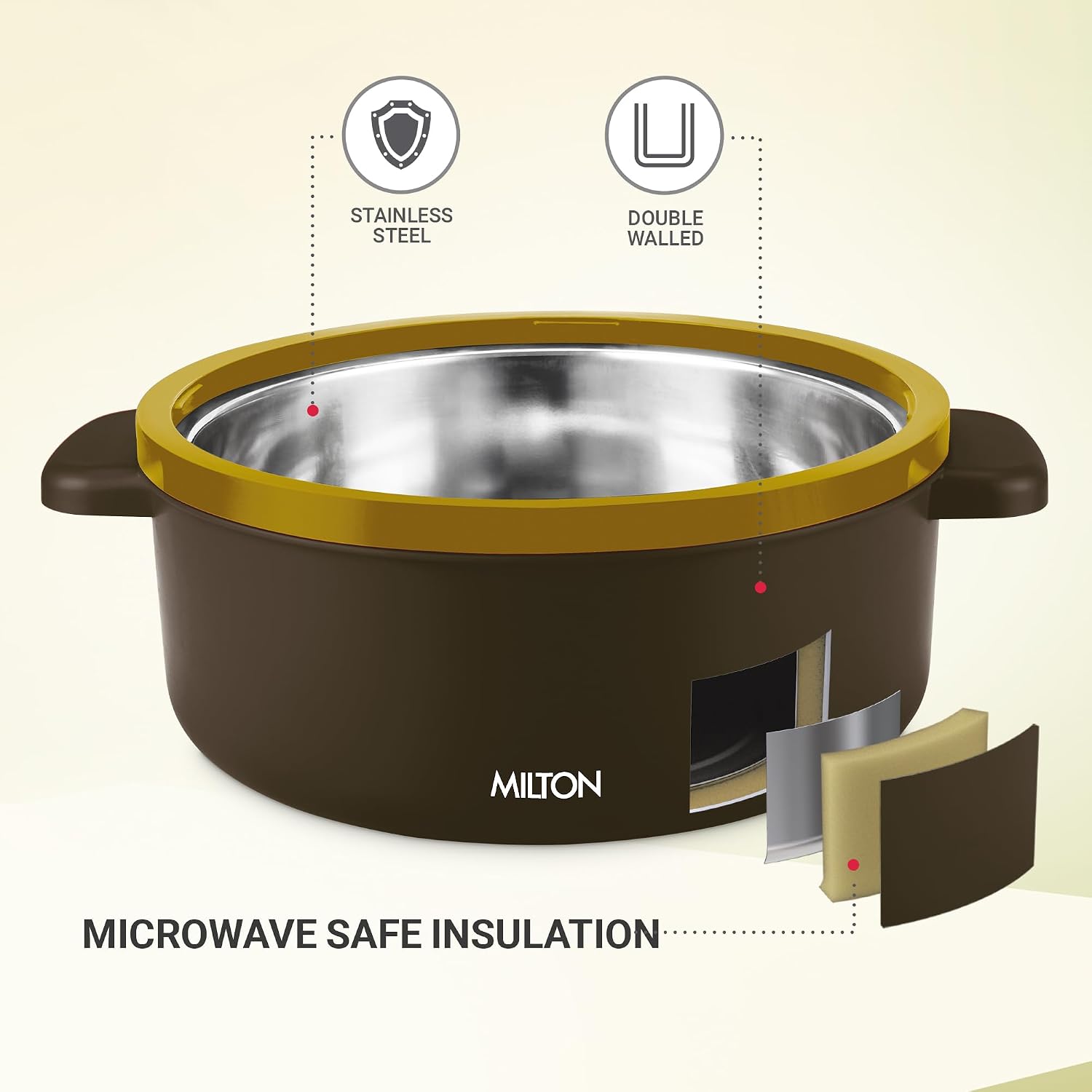 MILTON Micronova Jr. Gift Set Inner Stainless Steel Casserole, Set of 3 (380 ml, 775 ml, 1345 ml)