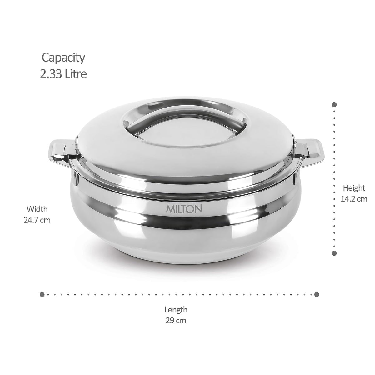 MILTON Sphere 1500 Stainless Steel Casserole, 1.69 Litre, Silver |