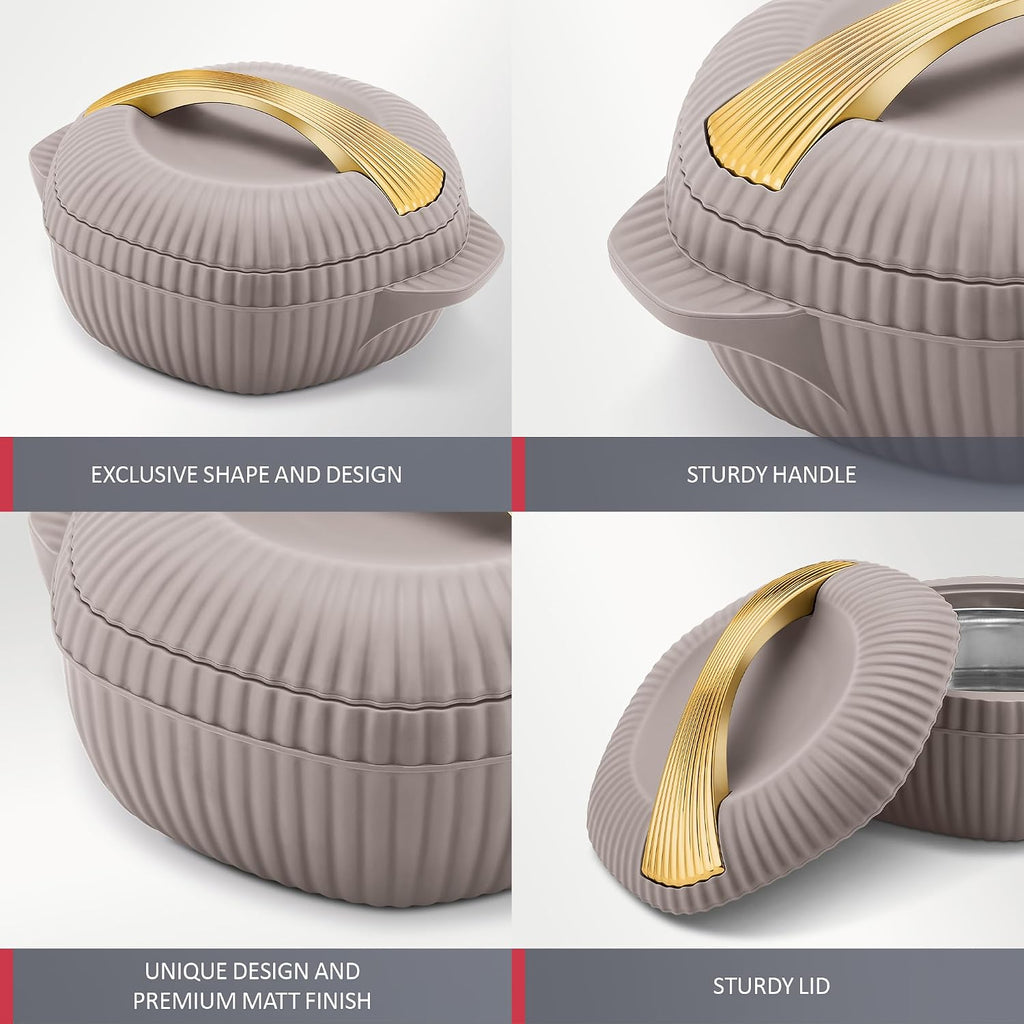 MILTON plastic Oyster Jr. Gift Set PU Insulated Casserole, Set of 3 (455 ml, 860 ml, 1275 ml) Taupe