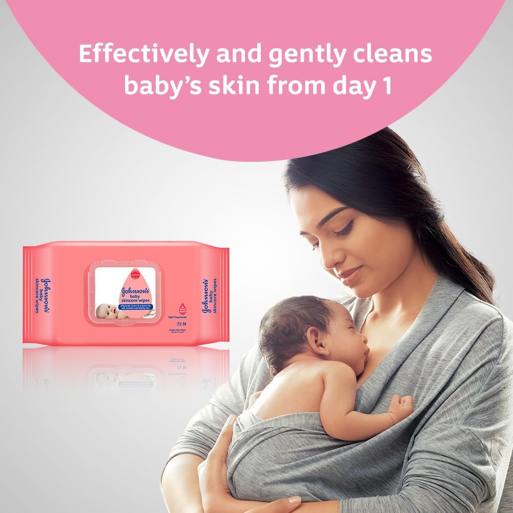 Johnson's Baby Wet Wipes | 216 Wipes | Alcohol & Soap Free | Prevents Rashes & Redness | with 3X Moisturising Lotion | As Mild as Pure Water | Enriched with Glycerin | (Pack of 2)