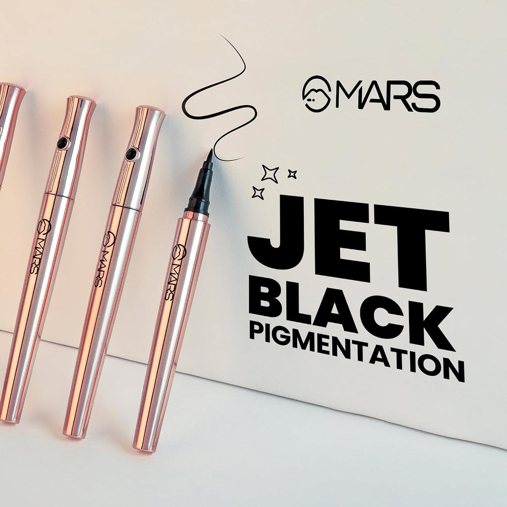 MARS Ink Black Liquid Pen Eyeliner | Smudge Proof & Waterproof Eye liner | Long Lasting Matte Finish | Ultra Fine Tip (1ml) (Black)