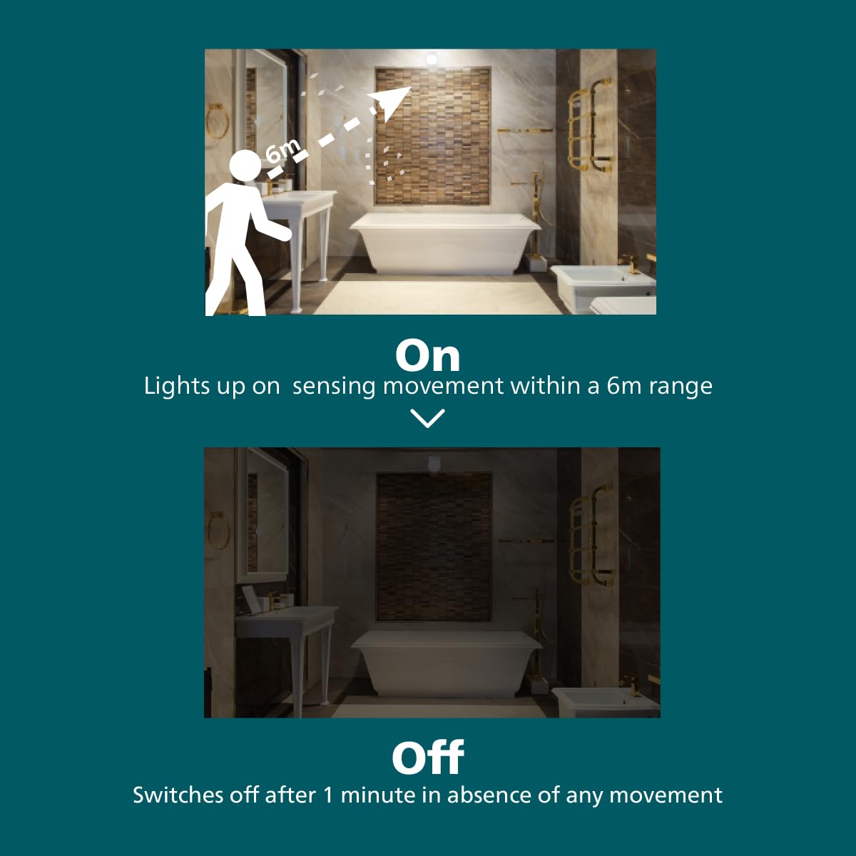 PHILIPS Motion Sensor LED Bulb 14W B22 | Crystal White Light for Home | Pack of 1