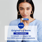 NIVEA Original Care 4.8g Lip Balm|24 H Melt in Moisture Formula|Natural Oils|Nourished Lips,4.8 g (Pack of 1)