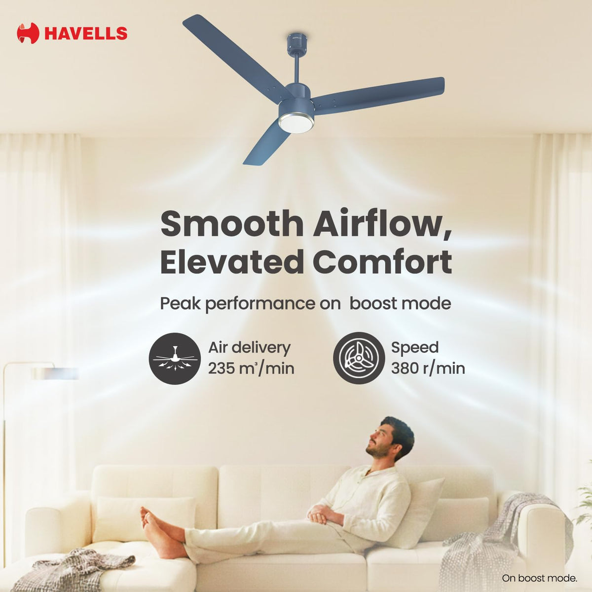 Havells FAB BLDC Underlight 1200 mm Ceiling Fan| 5 Star| Upto 65% Saving| Air Delivery: 235 cmm|Low Wattage: 30W| Low Noise|4 Speed Mode| 380 RPM| 2 Years...