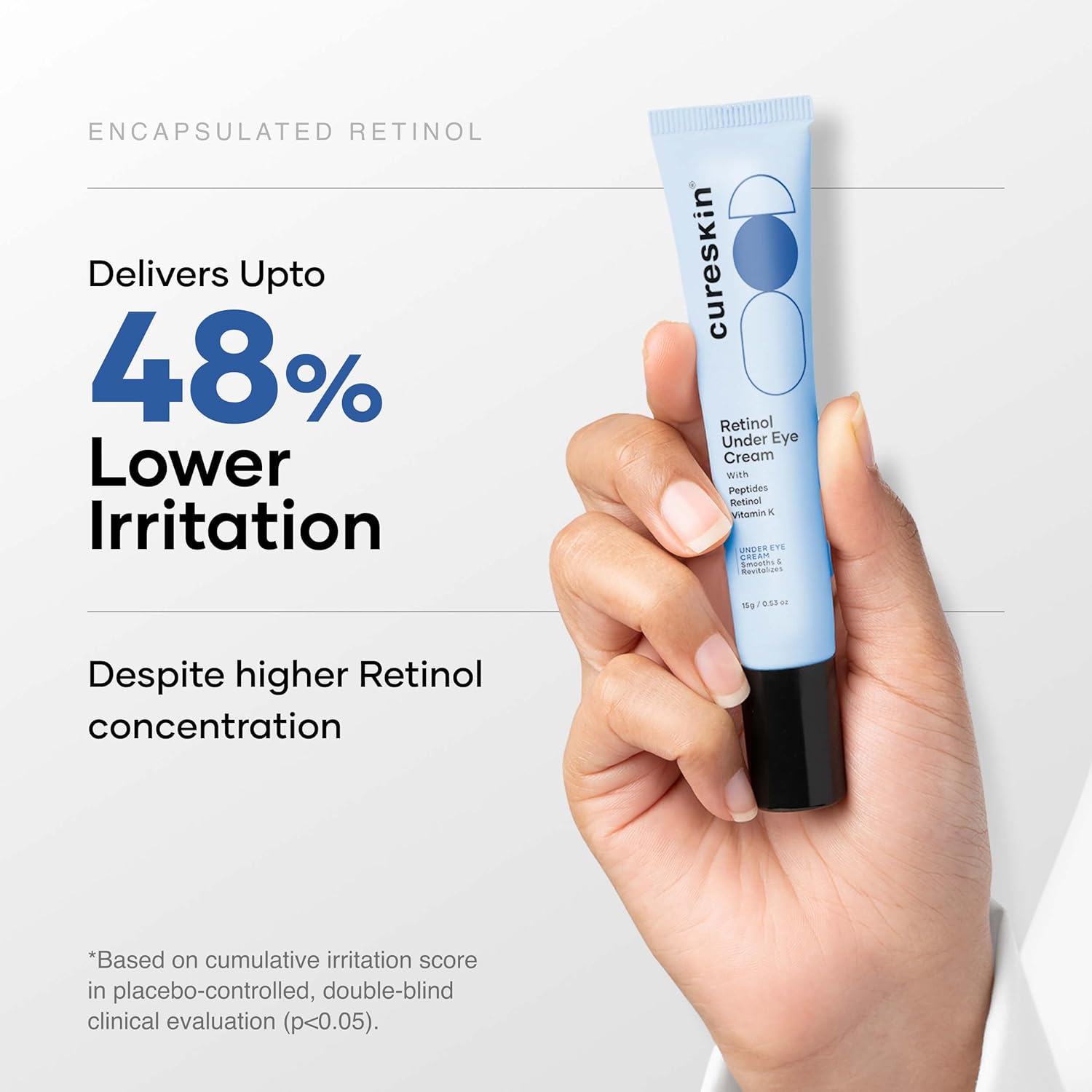 Cureskin Vitamin K + Retinol 0.1% Under Eye Cream | Reduces Dark Circles, Puffiness & Fine Lines | With Collagen Peptides | Night Cream for Women &...