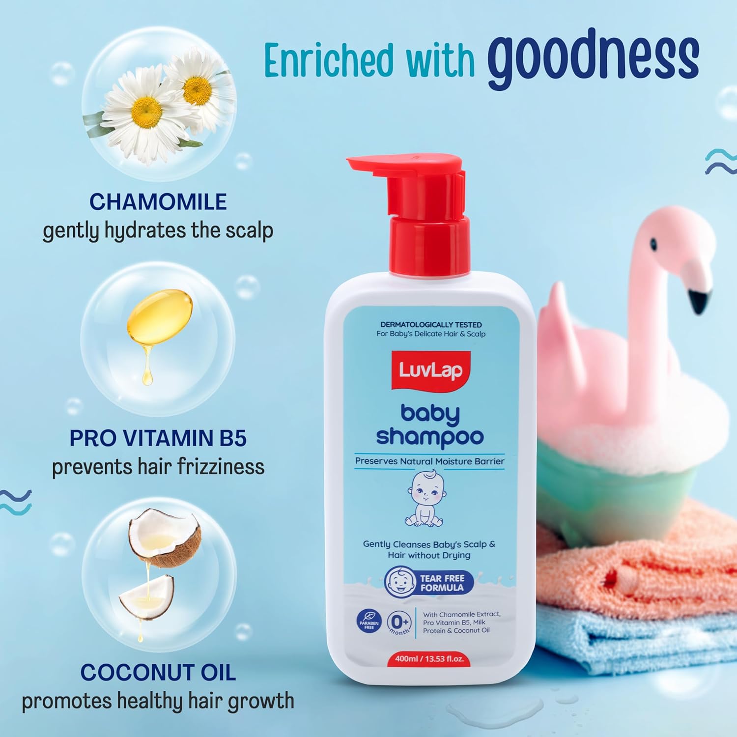 LuvLap Milky Soft Baby Shampoo - 400ml,