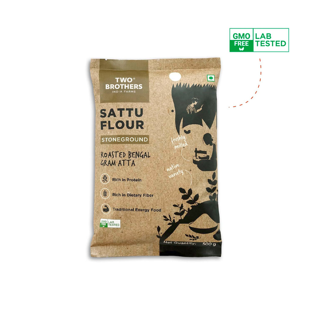 Two Brothers India Farms Sattu Atta (1 kg) | Made Using Bengal Gram | Naturally Gluten Free Chana Sattu | High Protein Bengal Gram Flour | Sattu Drink...