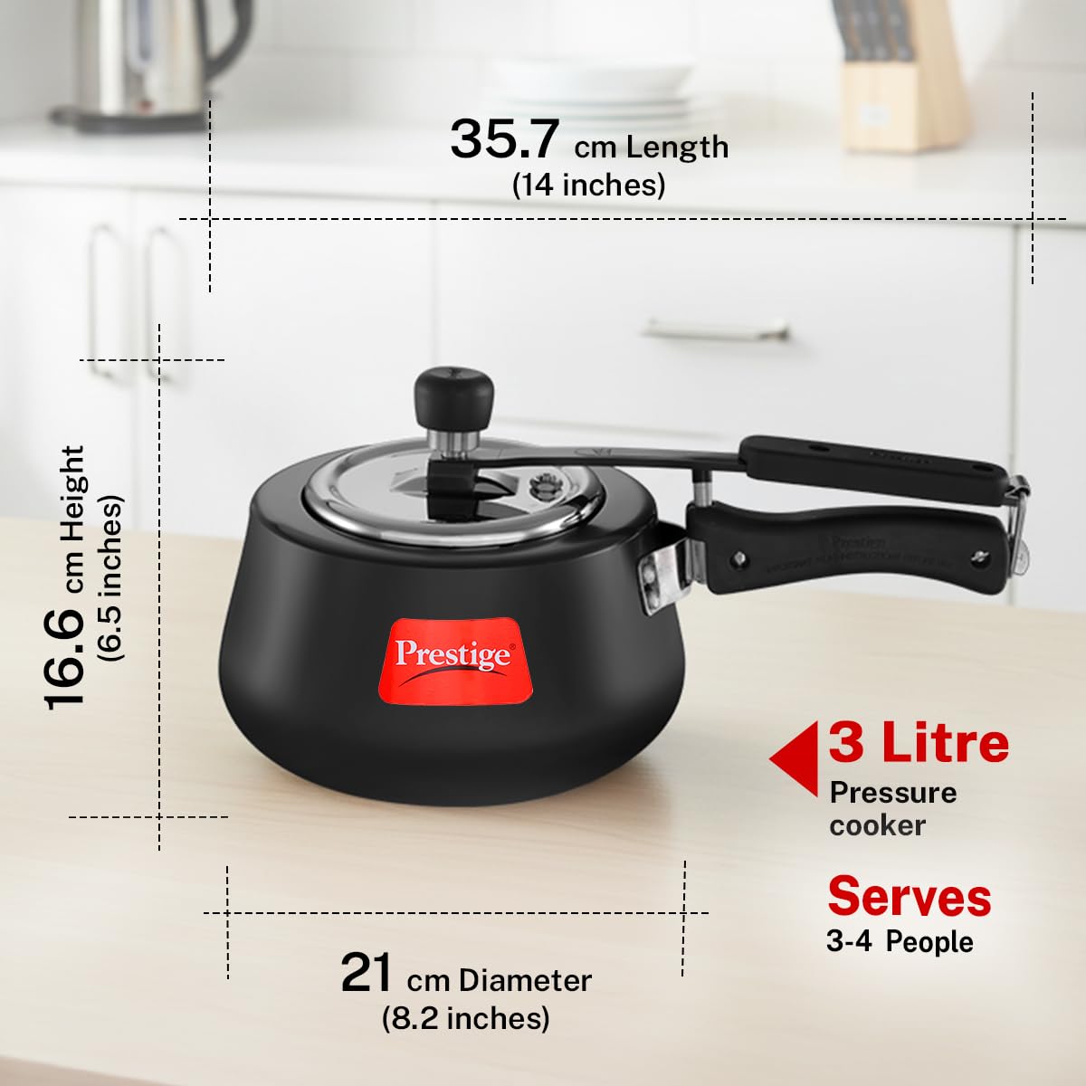 Prestige Svachh, 20260, 3 L, Nakshatra Cute Duo Hard Anodised, with Deep Lid for Spillage Control