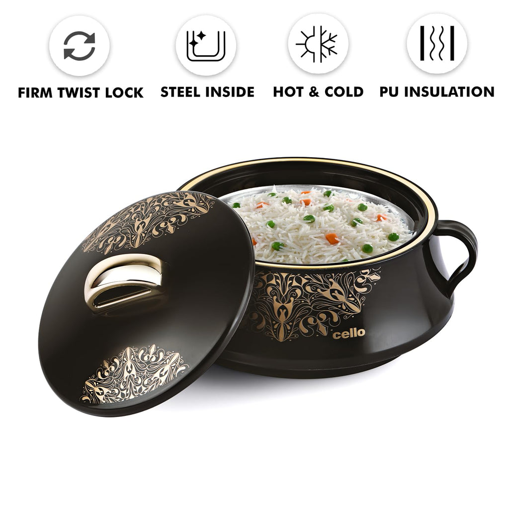 CELLO Midas Casserole Hot Pot Box for Daily Use & Kitchen 1500 ml, Black |