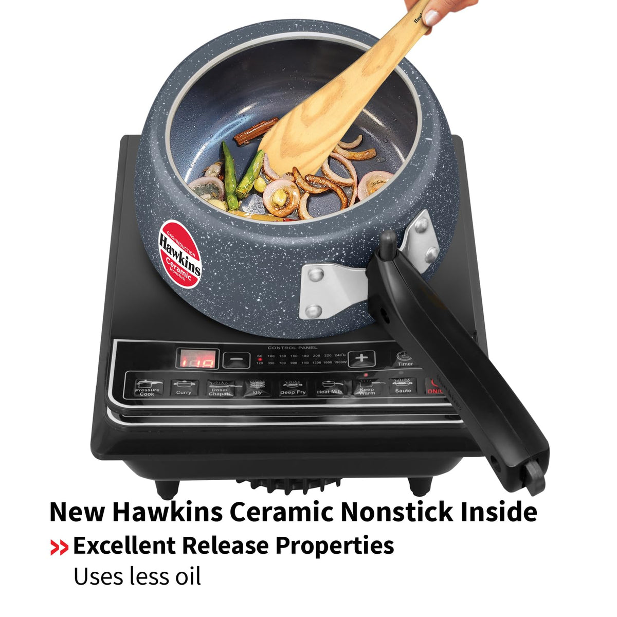 Hawkins 3 Litre Ceramic Nonstick Pressure Cooker, Induction Inner Lid Cooker, Blue (ICC30)