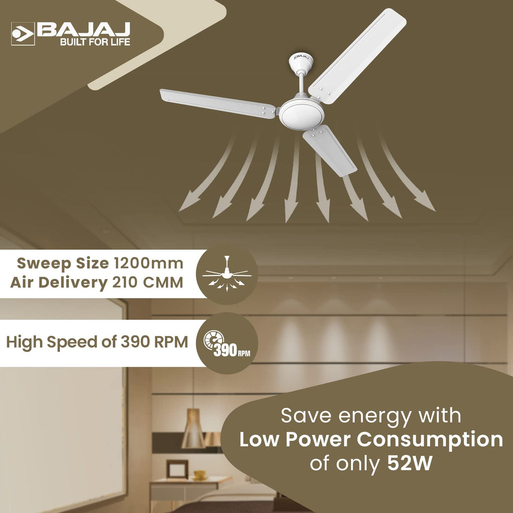 Bajaj Frore 1200 MM (48") Stars Rated Ceiling Fans for Home |