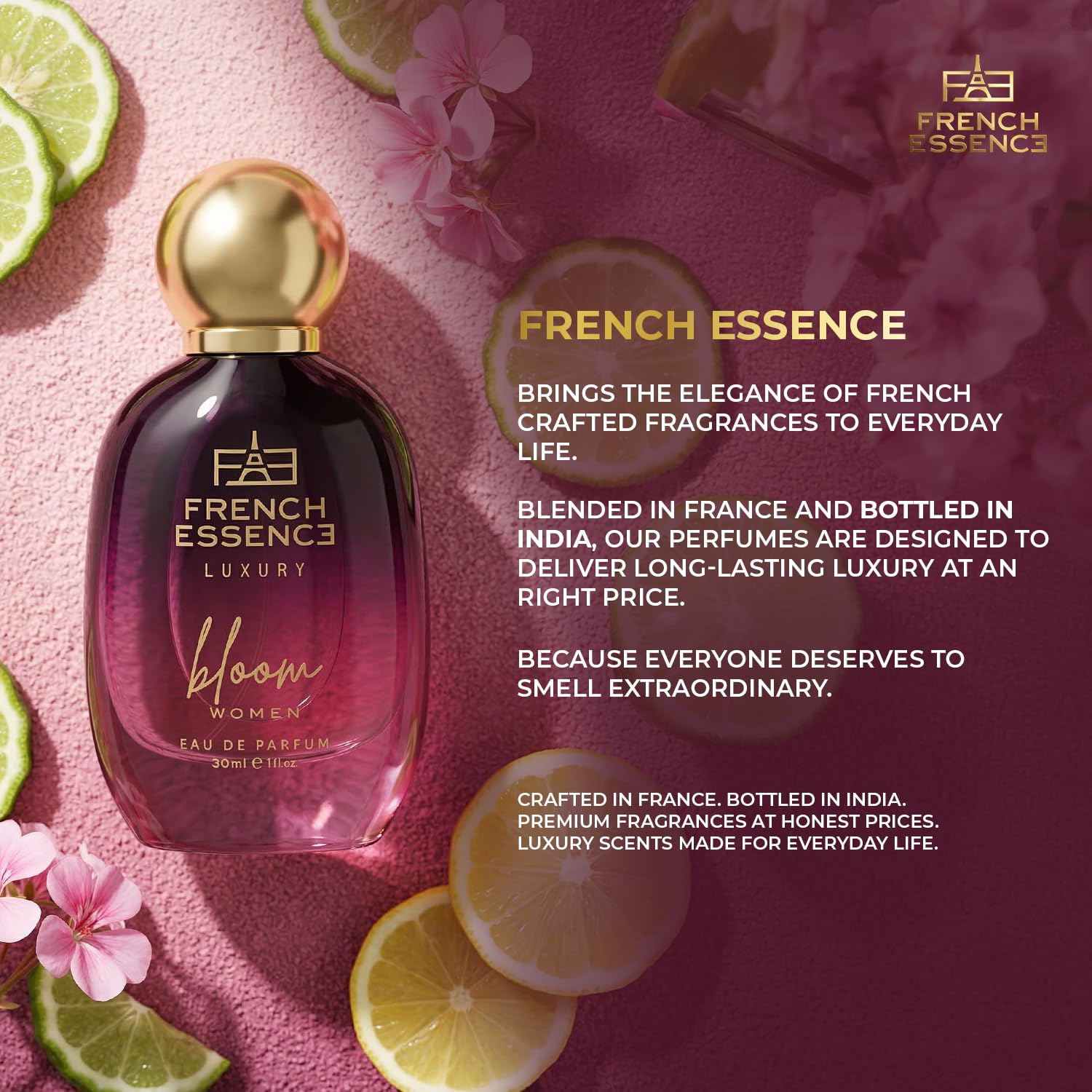 French Essence Bloom Eau de Parfum for Women | Long-Lasting Luxury Perfume | Ideal Gift for Wife & Girlfriend |30 ml