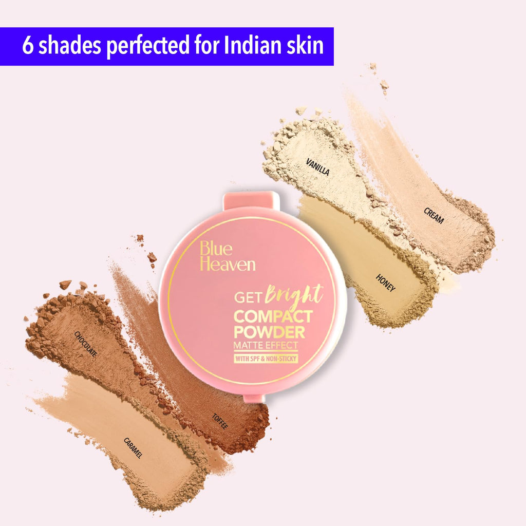 Blue Heaven Get Bright Compact Powder for Women With SPF Sun Protection,16g