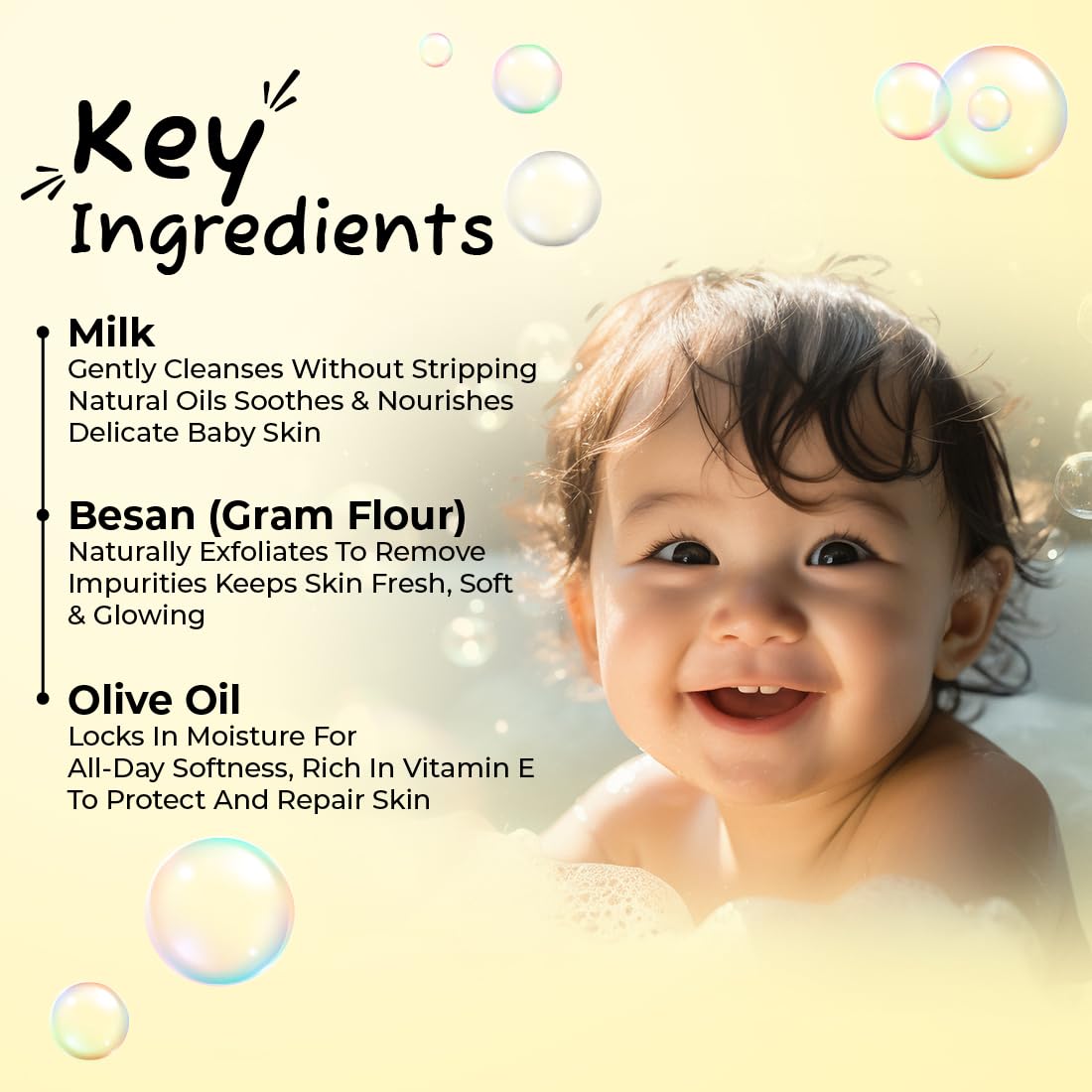 Sunny Herbals Baby Soap | Made with Milk, Besan, Glycerine & Olive Oil,75 gm (Pack of 6)