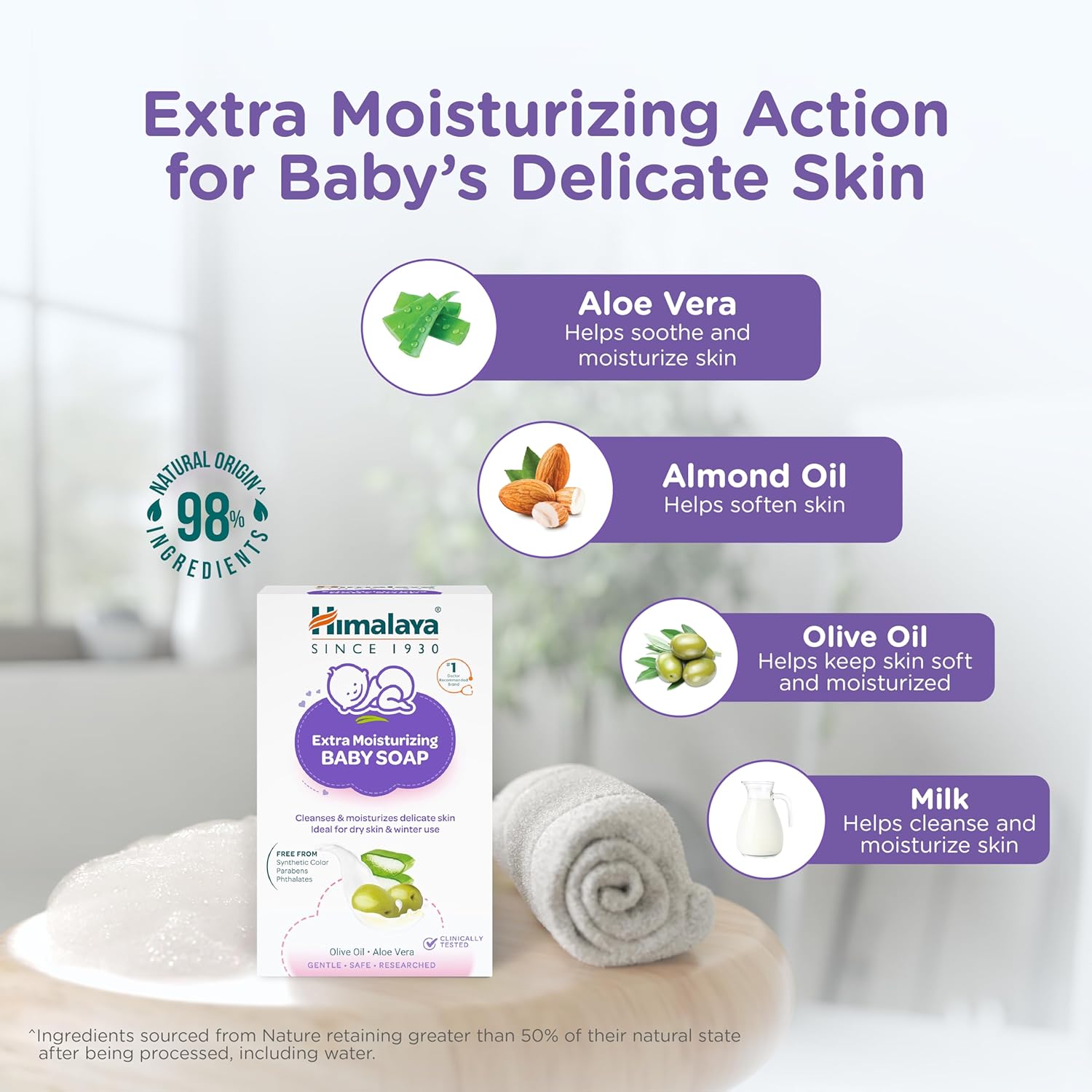 Himalaya Extra Moisturizing Baby Soap for Dry Skin - 125g