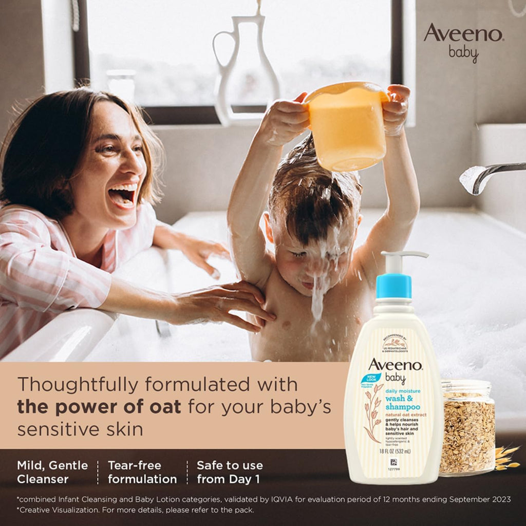 Aveeno Baby Daily Moisture Wash & Shampoo,532ml