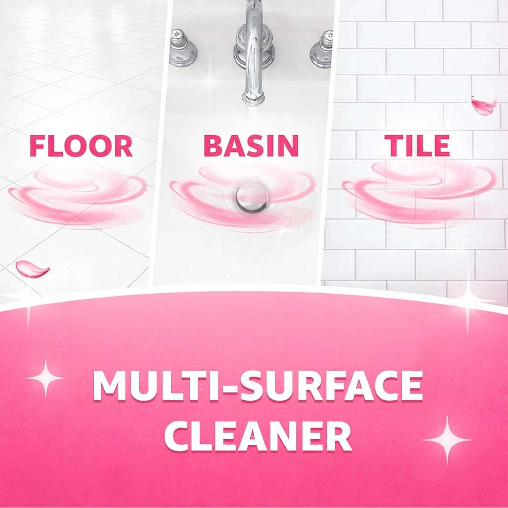 Lizol Fresh & Clean Bathroom Cleaner | Floral | 1L | 10X Better Cleaning | Upto 12Hrs Fragrance| Multi Surface Clean Floors, Basin, Tiles