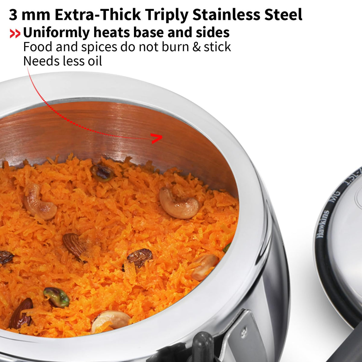Hawkins Contura 1.5 Litre Stainless steel Pressure Cooker | Curved Body | Induction Compatible | Ideal for 1 2 persons | ISI Certified | Guaranteed for 5...