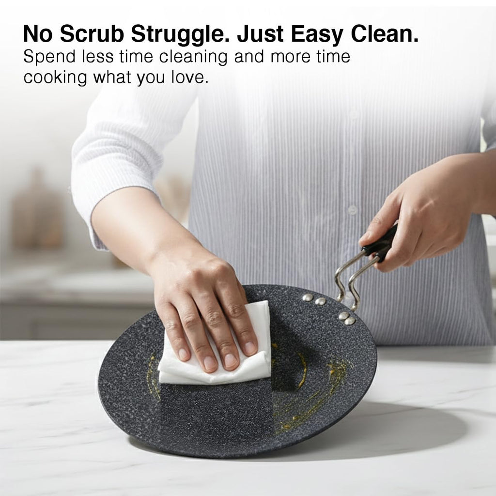 Prestige Durastone Hard Anodised Non-Stick Omni tawa(24.5 cm)|6 Layers Extra Durable Stone Coating|