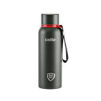 CELLO Duro Kent Stainless Steel Hot and Cold Water Bottle 900 ml Military Green | ISI Certified Spillproof Leakproof Double Wall Vacuum Insulated Thermos Flask Water Bottle for Home Office Gym Travel