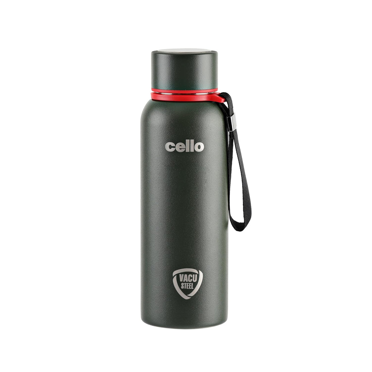 CELLO Duro Kent Stainless Steel Hot and Cold Water Bottle 900 ml Military Green | ISI Certified Spillproof Leakproof Double Wall Vacuum Insulated Thermos Flask Water Bottle for Home Office Gym Travel