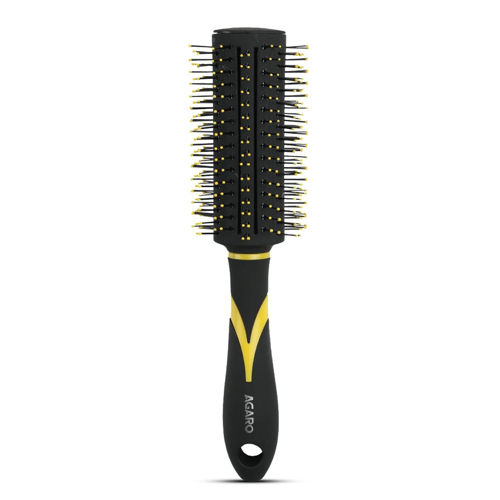 AGARO Breeze Round Hair Brush with Strong & flexible boar bristles having Anti static ball tips