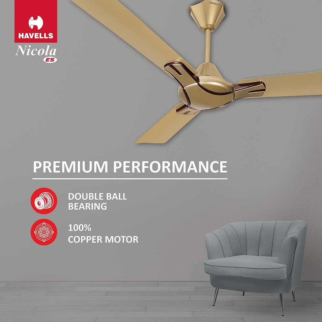 Havells Nicola 1200mm High Performance at Low Voltage (HPLV) Ceiling Fan (Bronze Copper)
