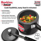 Hawkins 3 Litre Instaa Pressure Cooker, Induction Inner Lid Cooker, Tall Body Hard Anodised Cooker, Black (IIH3T)