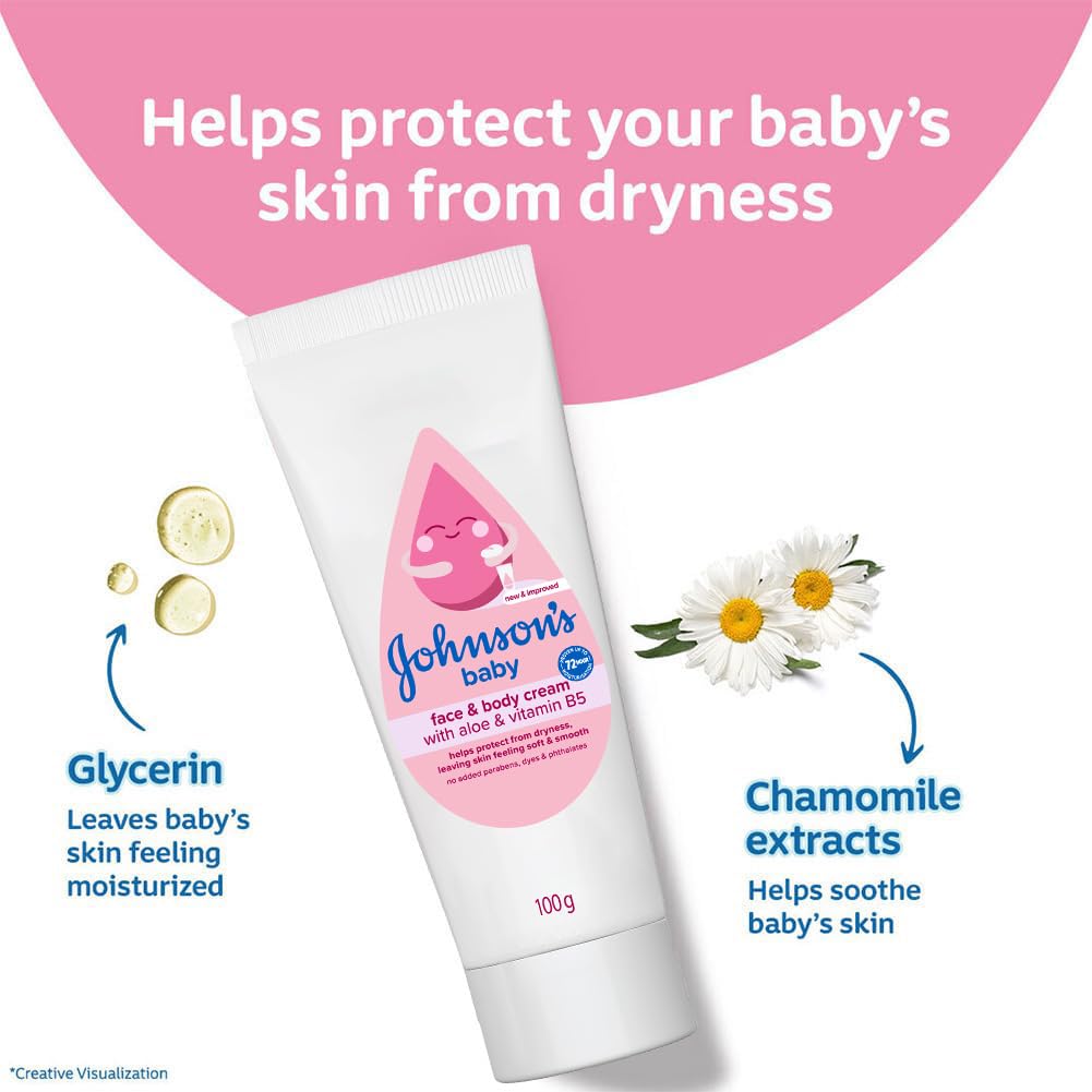 Johnson's Baby Cream 200g | Face & Body Cream for All Skin Types including Sensitive Skin | Helps Protect from Dryness