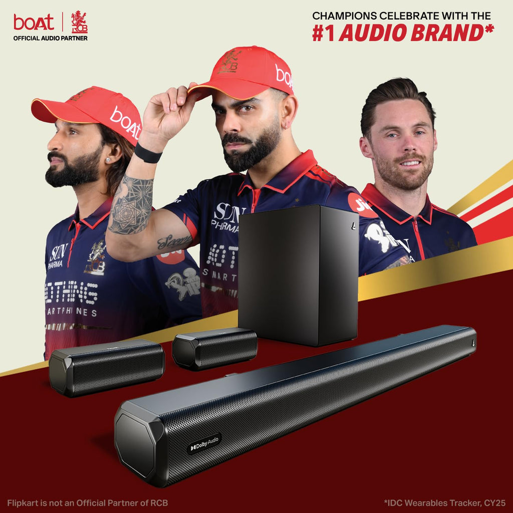boAt Aavante Prime 5.1 5000D, Cinematic Dolby Audio, 500W Signature Sound, 5.1-CH, Multiple Ports, EQ Modes & Remote, Bluetooth Sound bar, Home Theatre Soundbar Speaker (Premium Black)
