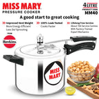 Hawkins Aluminium 4 Litre Miss Mary Pressure Cooker, Inner Lid Cooker, Silver (Mm40)