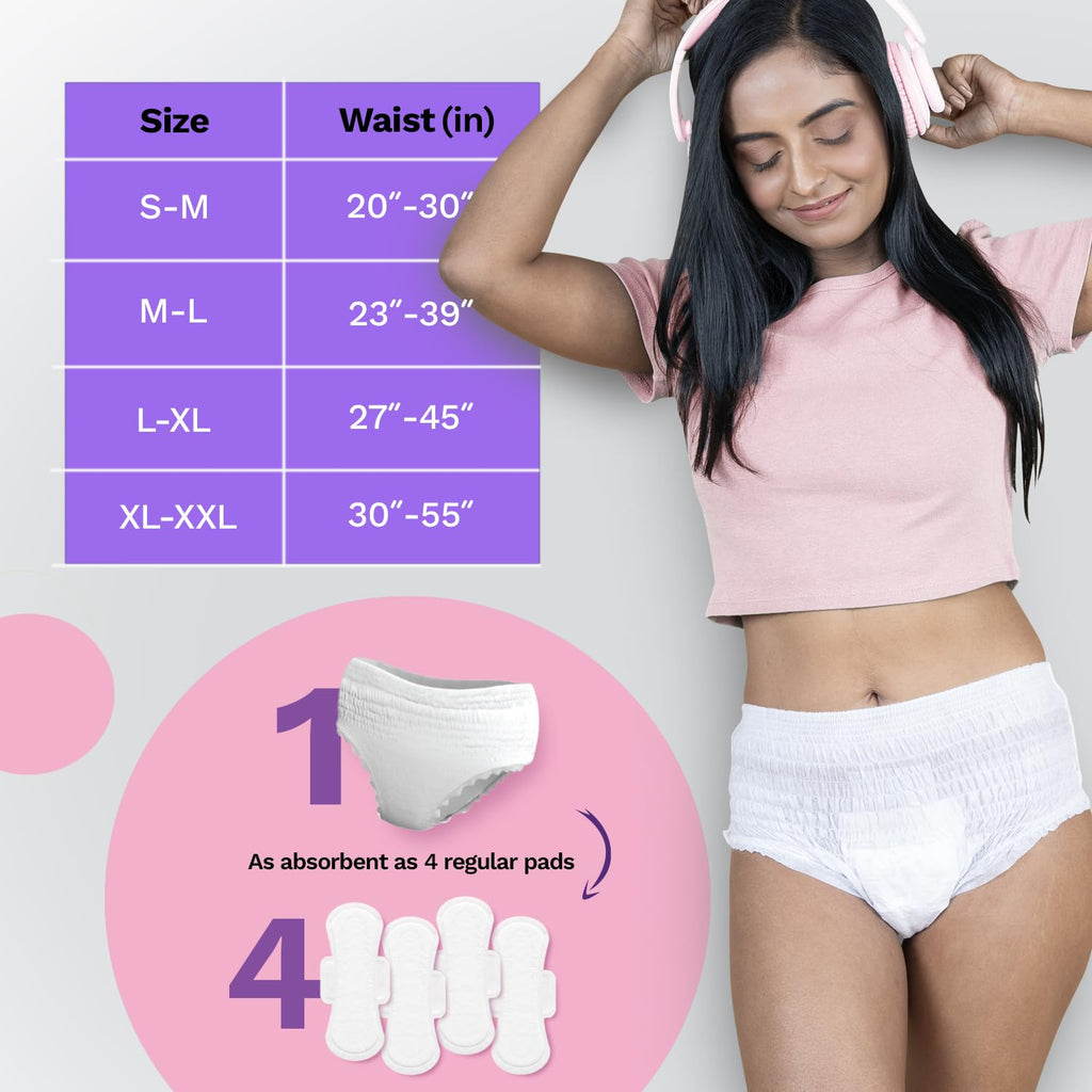 Pee Safe Comfort Period Panties XL-XXL | 24 Panties | 360° Protection | 12 Hr Protection | Leak Proof | Overnight Comfort | Rash & Toxin Free | Seamless Fit