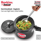 Hawkins 3 Litre Instaa Pressure Cooker, Induction Inner Lid Cooker, Tall Body Hard Anodised Cooker, Black (IIH3T)