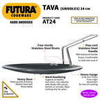 Hawkins Futura Hard Anodised Tava 24 cm, 4.88 mm