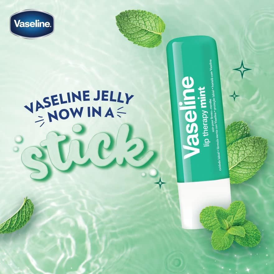 Vaseline Lip Therapy Mint Lip Balm Stick, 0.35 oz, 48HR Moisturizing Lip Care