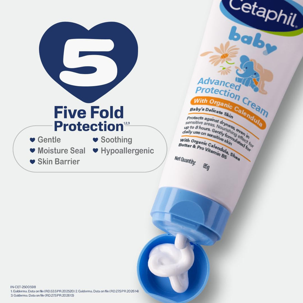 Cetaphil Baby Cream, Face & Body Moisturizing Cream | Advance Protection | Gentle & Soft with Organic Calendula 85gm (Pack of 3)