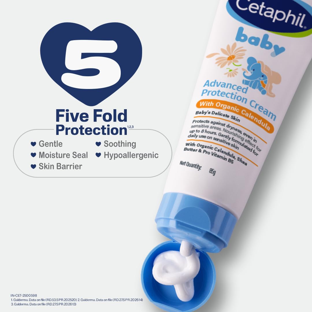Cetaphil Baby Cream, Face & Body Moisturizing Cream | Advance Protection | Gentle & Soft with Organic Calendula 85gm (Pack of 3)