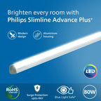 PHILIPS SlimLine Advance Plus+ 80W Linear LED Batten | 8000 Lumens | 4 Feet (1195mm) Tube Light | Premium Aluminium Housing | 4kV Surge Protection | | Cool...
