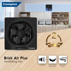 Crompton Brisk Air Plus 8 inch Kitchen/Bathroom/Office Exhaust (Ventilation) Fan | Automatic Dust Protection Shutters | 450 CMH Powerful Air Suction | Rust...