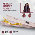 Vega K Shine Hair Straightener for Women with Keratin Infused Plates to Minimise Hair Damage