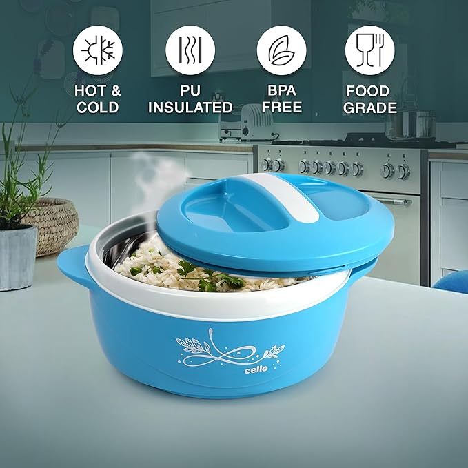 CELLO Sapphire Insulated Casserole Hot Pot For Kitchen 1250 ml Blue |