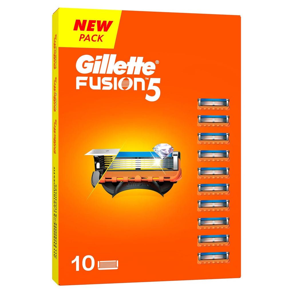 Gillette Fusion 5, Shaving Razor Blades For Men | 10 Cartridge, Super Value Pack | 10 Cartridges Last Up-To 200 Shaves | For Your Perfect Shave And Perfect...
