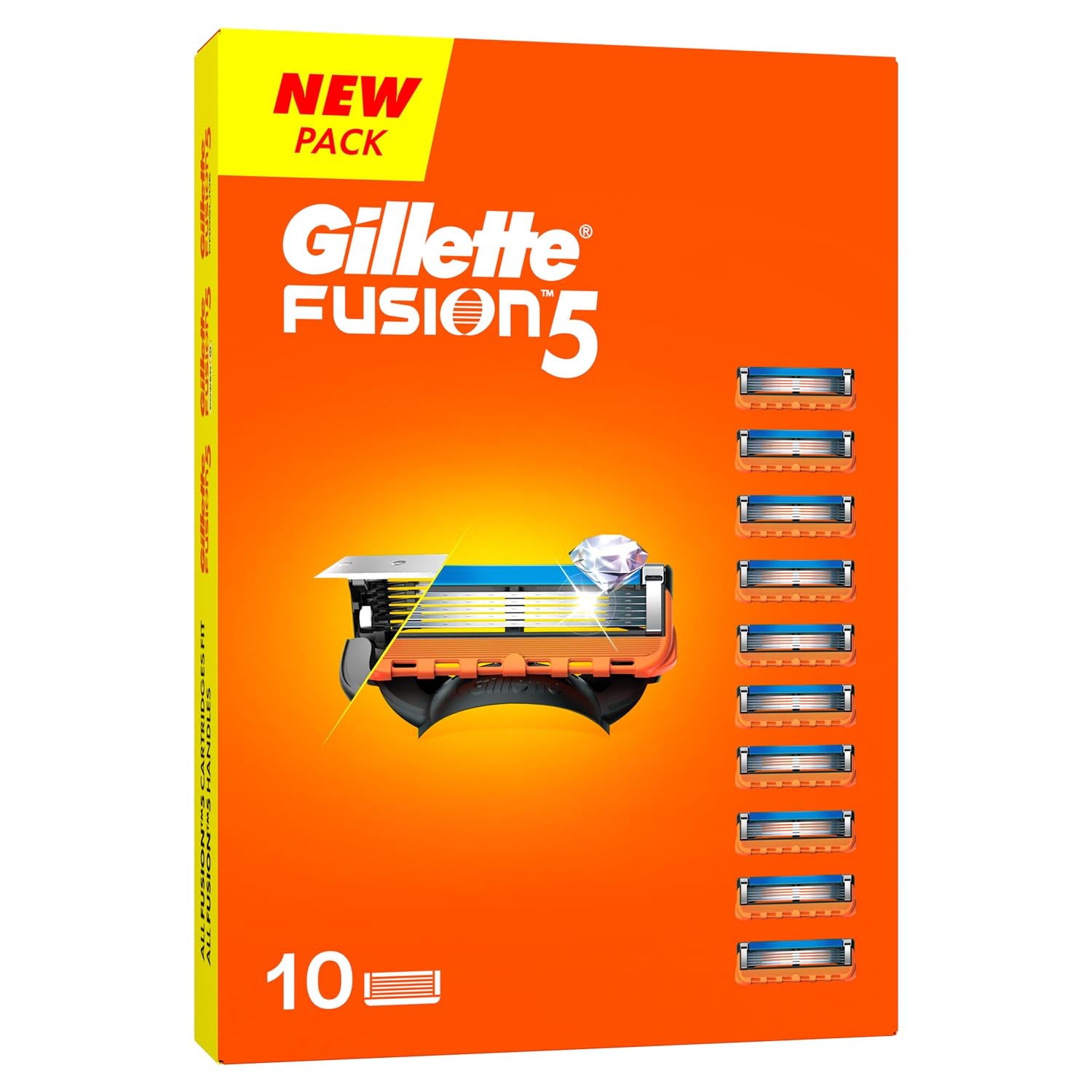Gillette Fusion 5, Shaving Razor Blades For Men | 10 Cartridge, Super Value Pack | 10 Cartridges Last Up-To 200 Shaves | For Your Perfect Shave And Perfect...