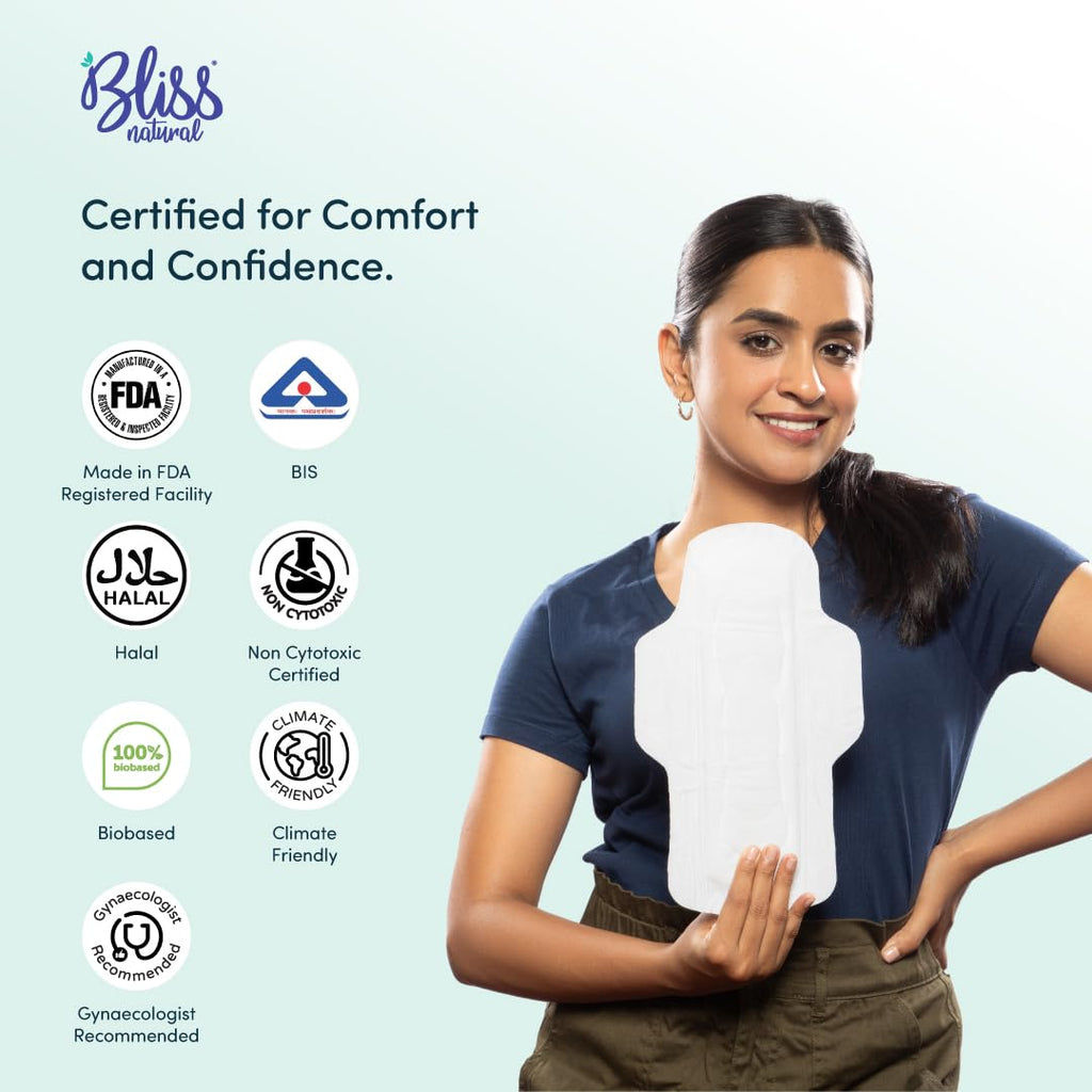 BLISSNATURAL Ultra Soft Sanitary Pads L | 24 Pads (4 Pack of 6) |
