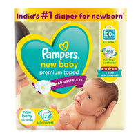 Pampers Active Baby Tape Style Baby Diapers, Newborn/Extra Small (NB/XS) Size, 72 Count, Adjustable Fit with 5 star skin protection, Up to 5kg Diapers
