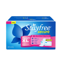 Stayfree Secure Xpert XL Sanitary Pads for Women | 290 mm | 40 Pads | Longer & Wider Pads for Heavy Flow | Air Soft Cover | Helps Prevent Skin Irritation | Fits in Pocket | Gel Lock Pockets for Instant & Deep Absorption | Dermatologically Tested