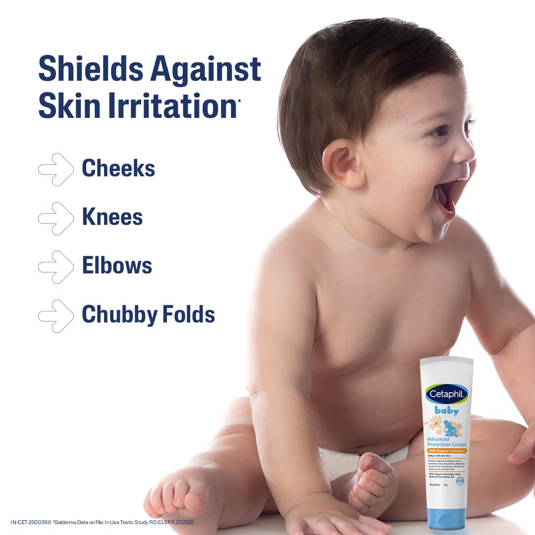 Cetaphil Baby Cream, Face & Body Moisturizing Cream | Advance Protection | Gentle & Soft with Organic Calendula 85gm (Pack of 3)